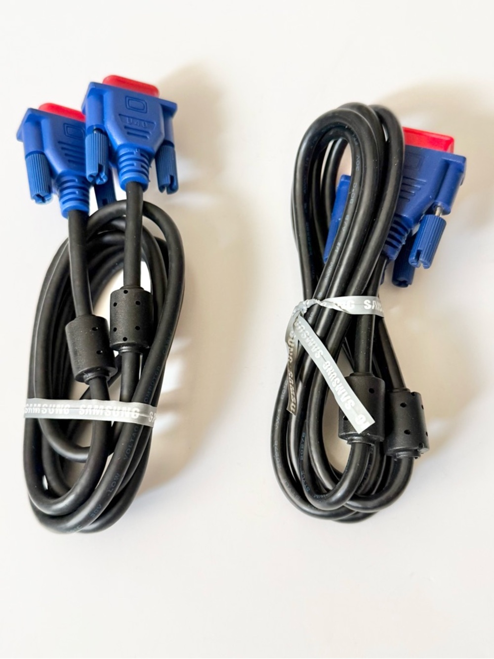 Lot of 2 VGA Video Monitor Cables - Blue & Black